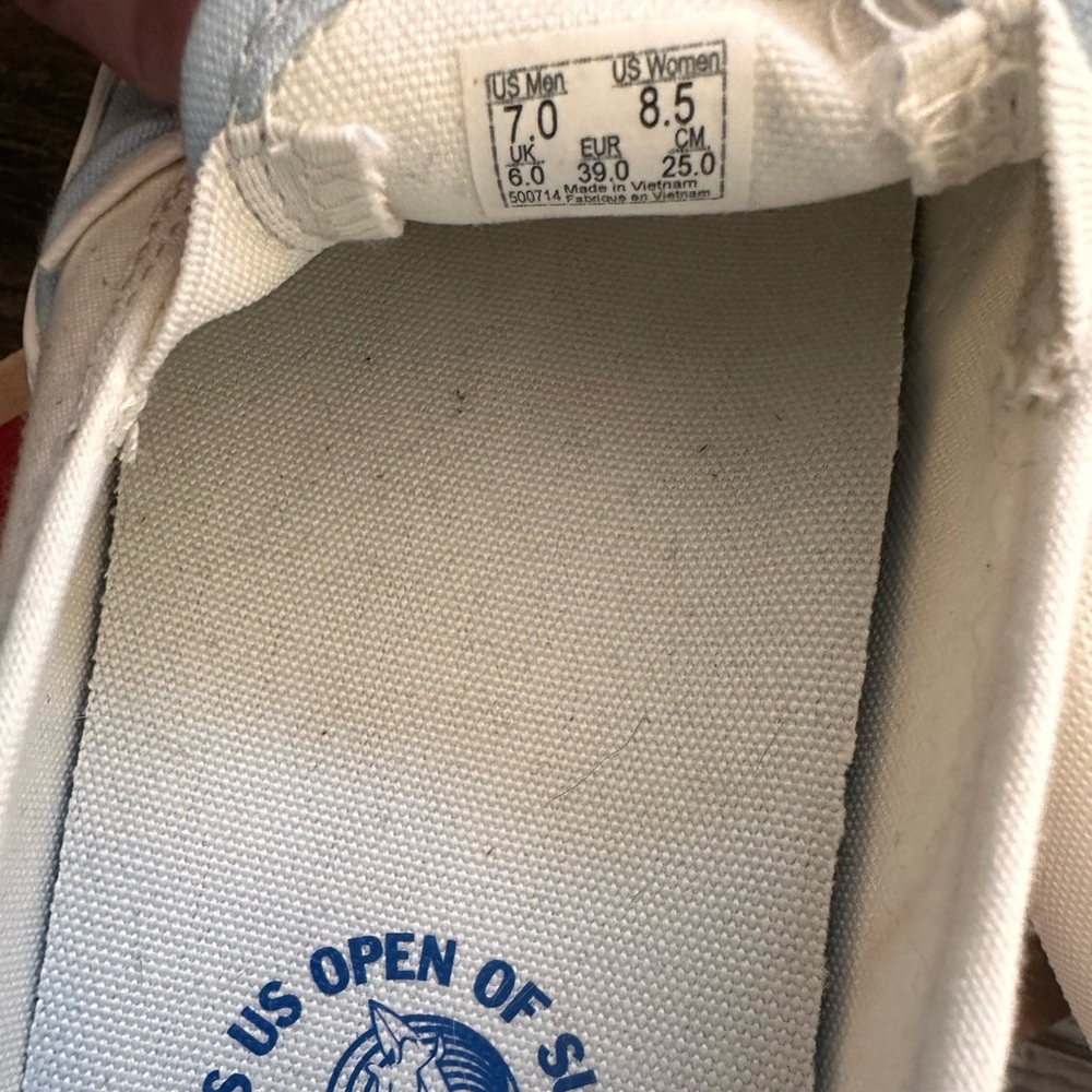 Vans US Open of Surfing Light Blue and White Checkered Slip-Ons, never worn - Picture 5 of 6